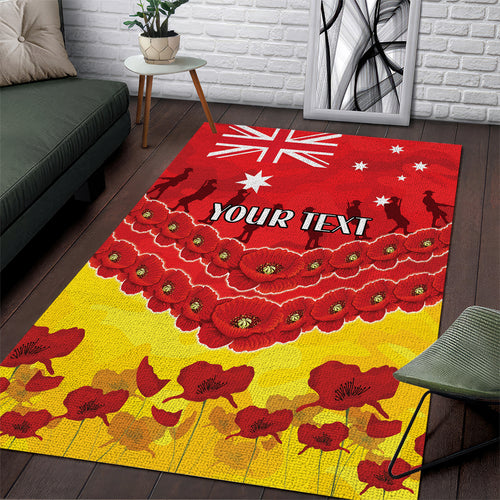 Custom Sun Football Area Rug ANZAC Lest We Forget