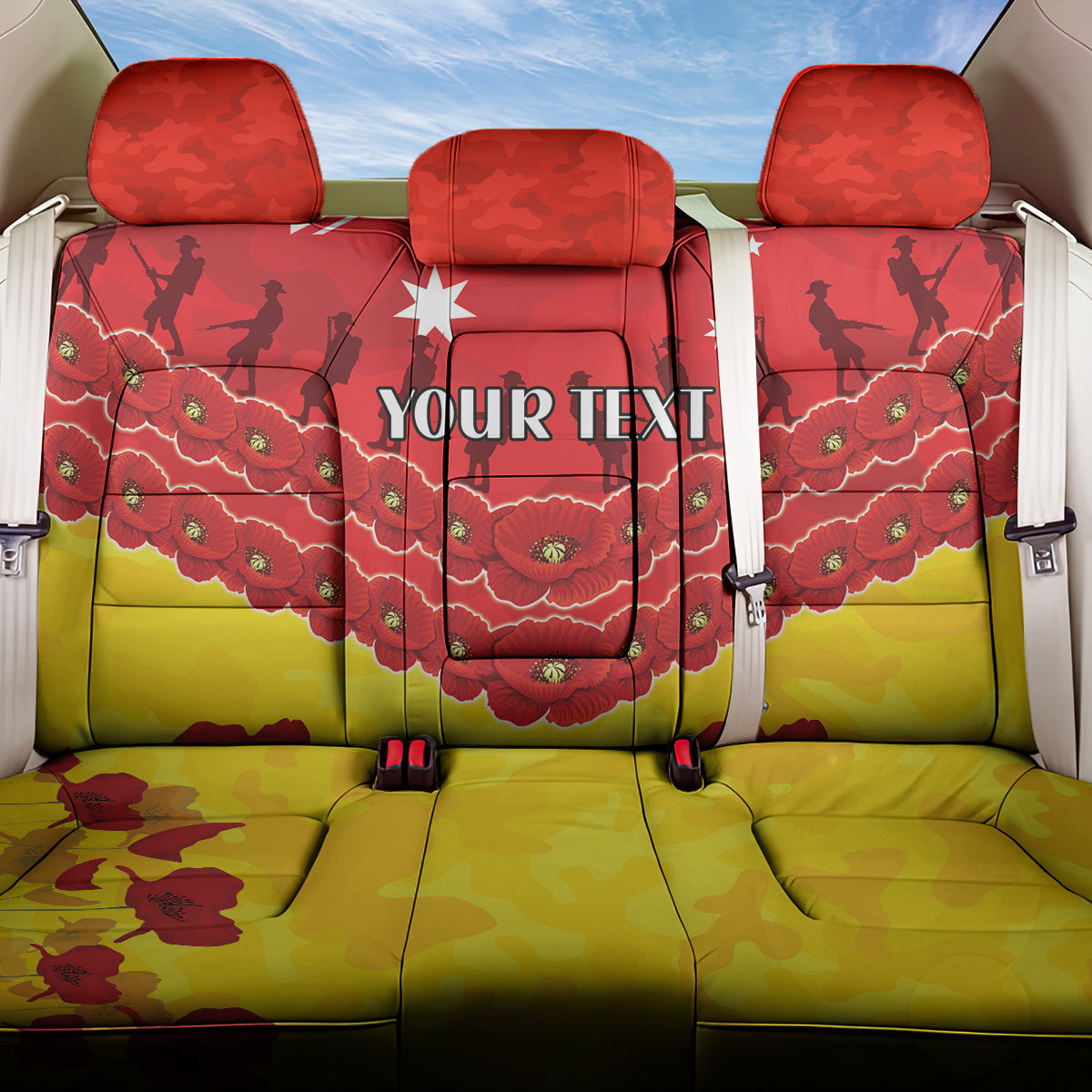 Custom Sun Football Back Car Seat Cover ANZAC Lest We Forget