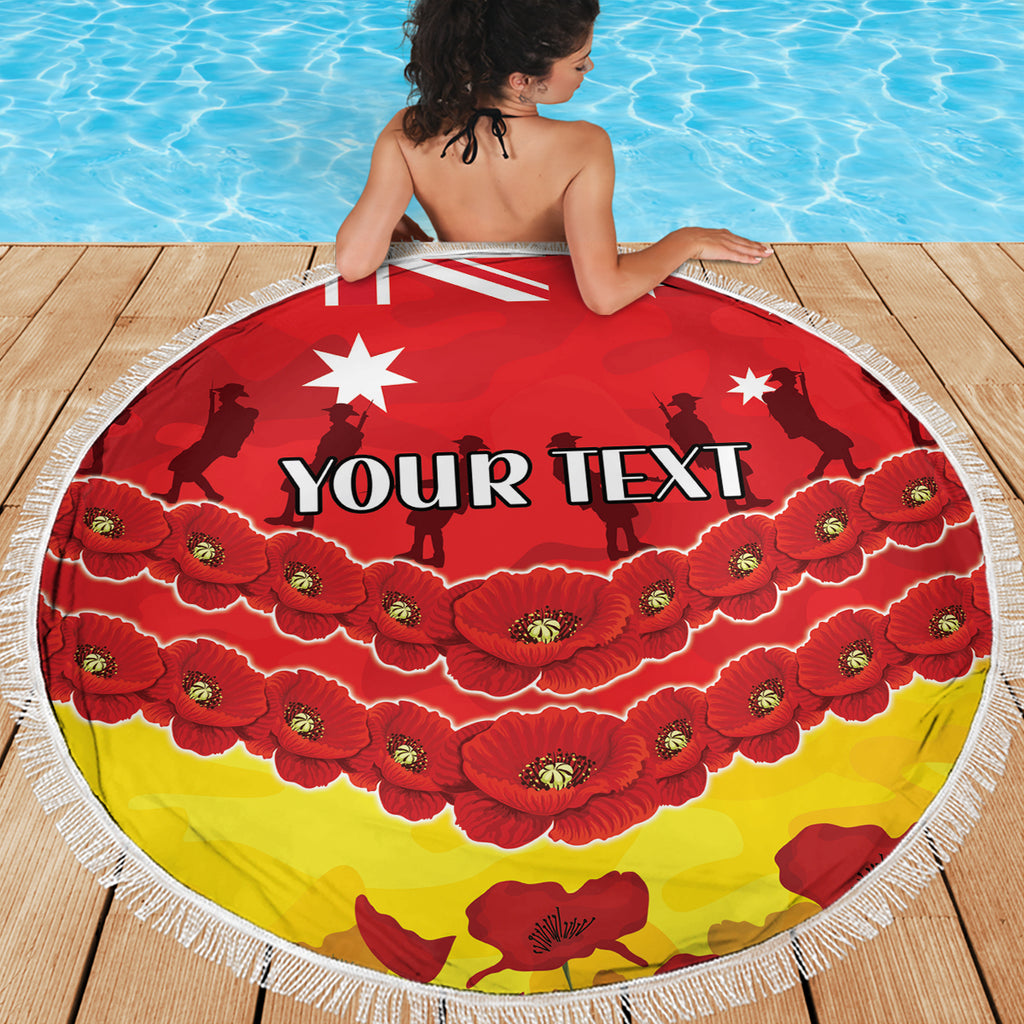 Custom Sun Football Beach Blanket ANZAC Lest We Forget