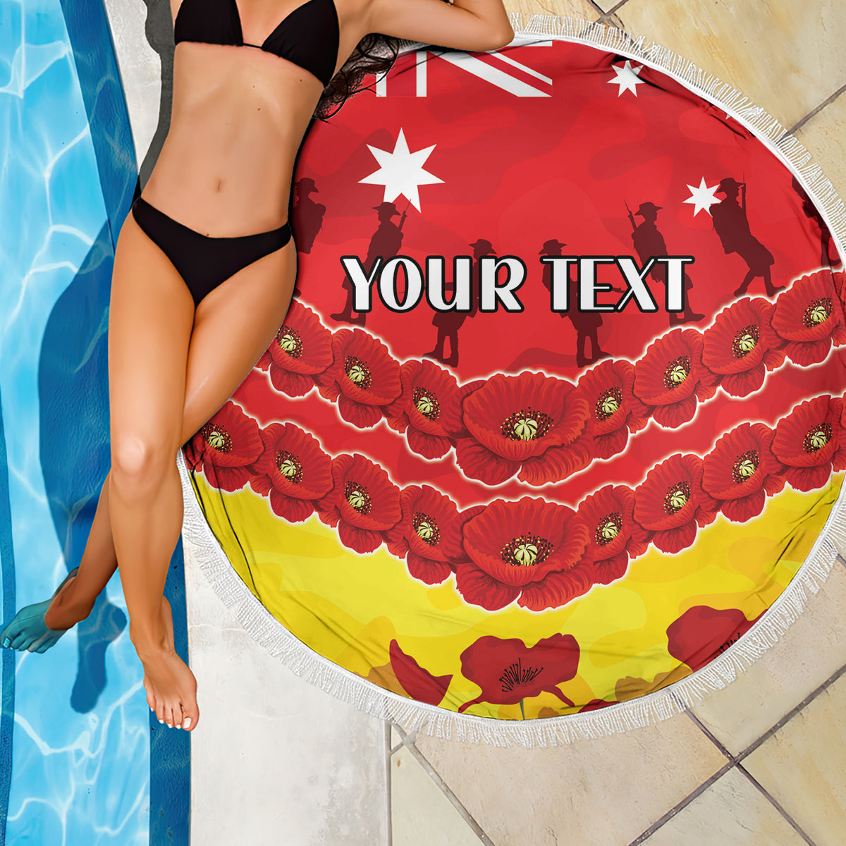 Custom Sun Football Beach Blanket ANZAC Lest We Forget