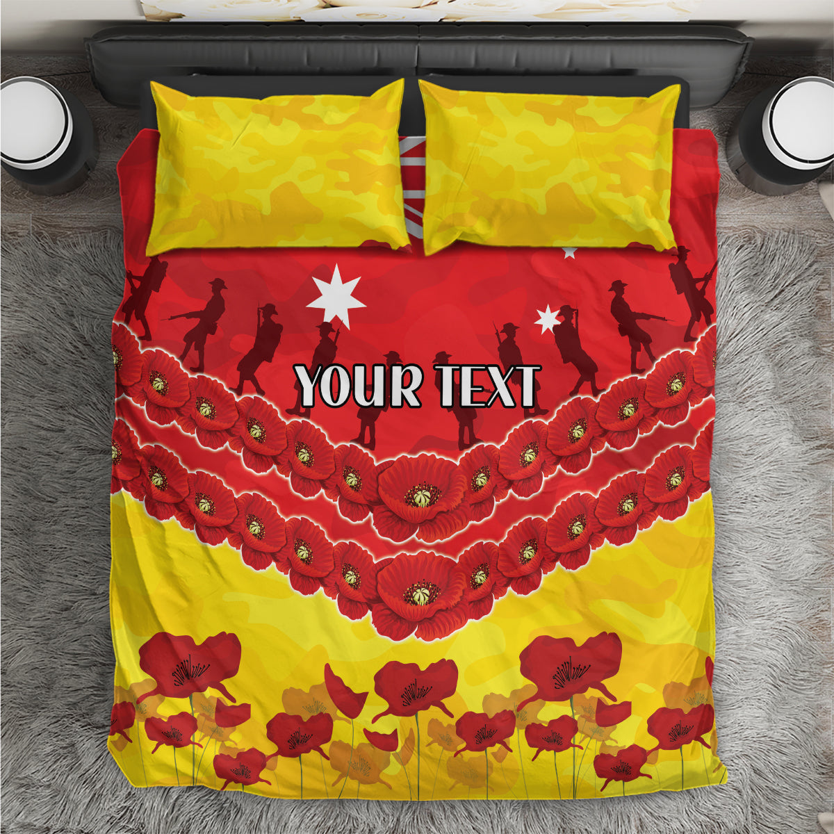 Custom Sun Football Bedding Set ANZAC Lest We Forget
