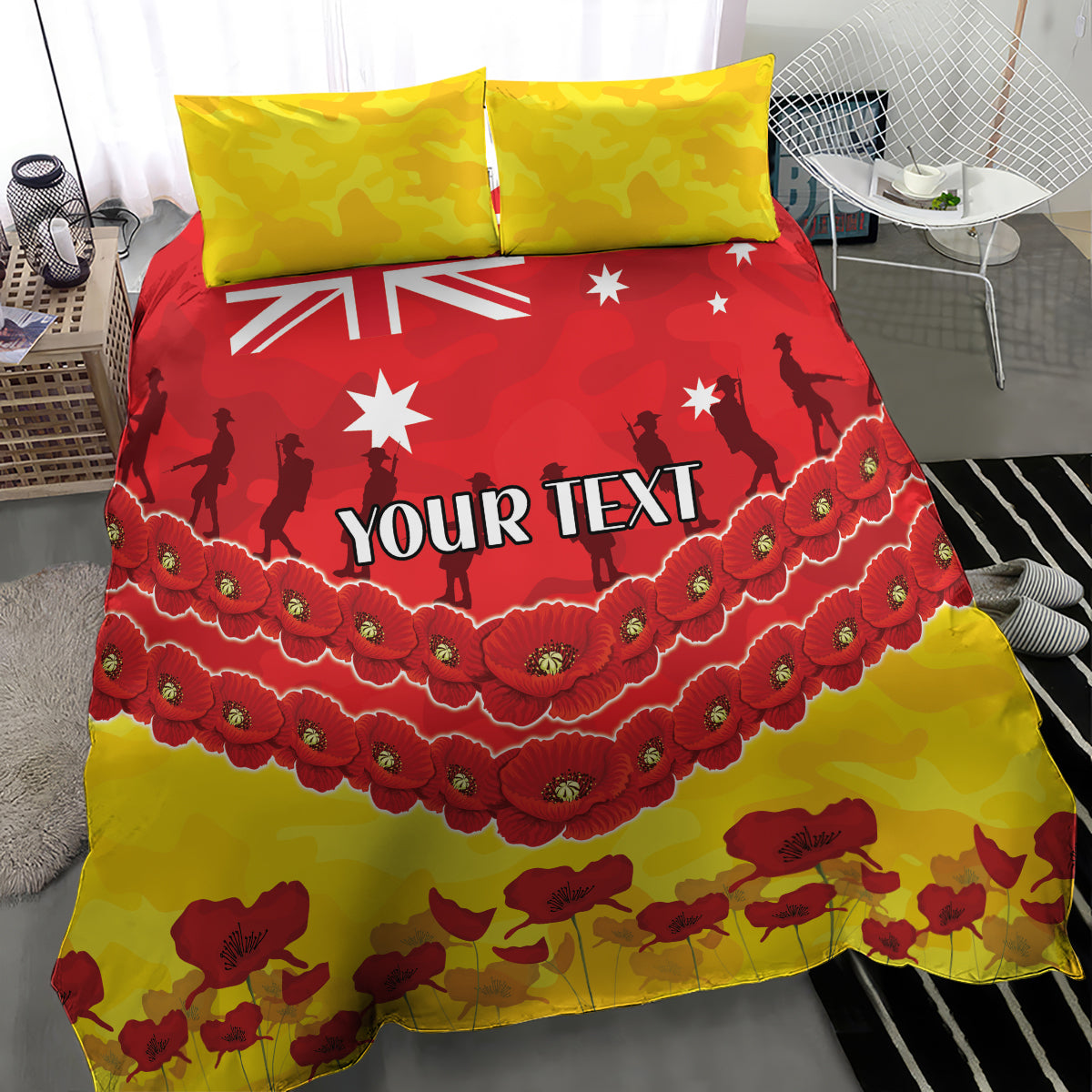 Custom Sun Football Bedding Set ANZAC Lest We Forget