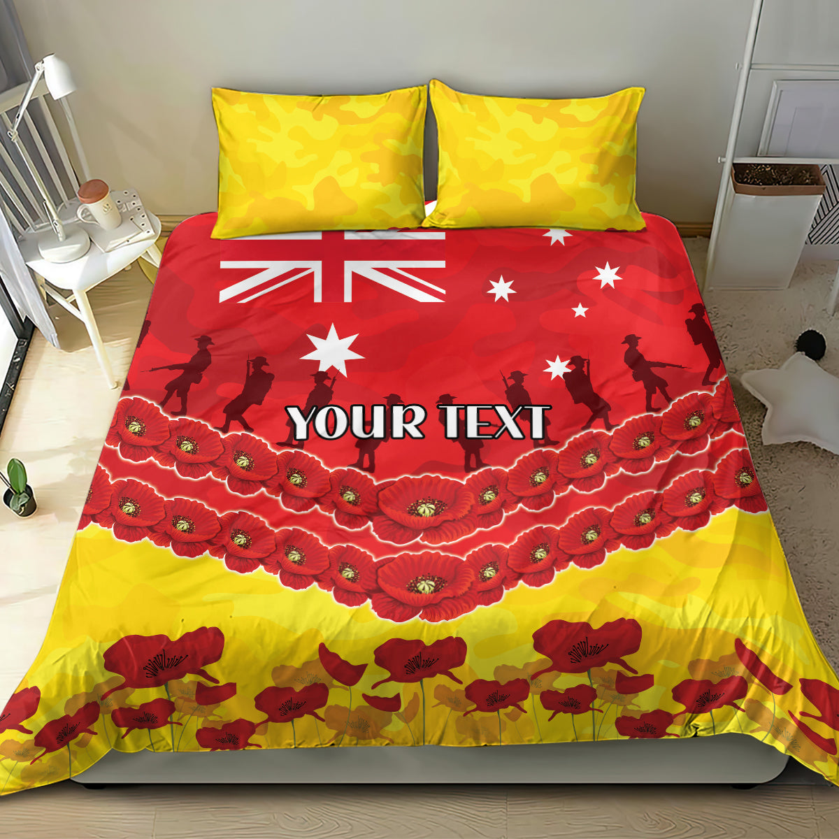 Custom Sun Football Bedding Set ANZAC Lest We Forget
