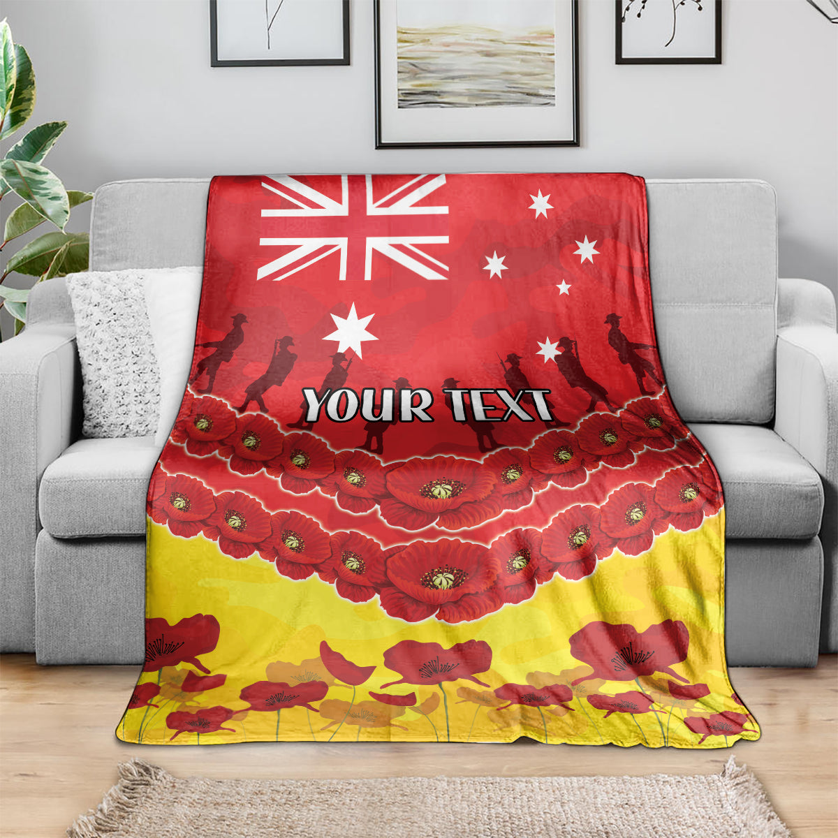 Custom Sun Football Blanket ANZAC Lest We Forget
