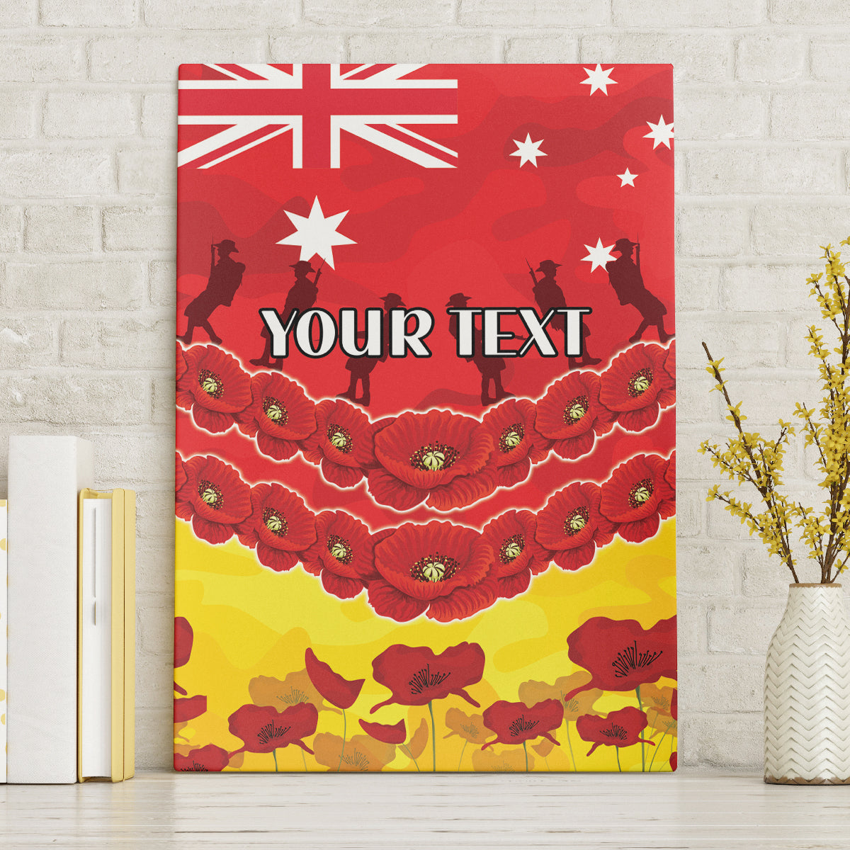 Custom Sun Football Canvas Wall Art ANZAC Lest We Forget