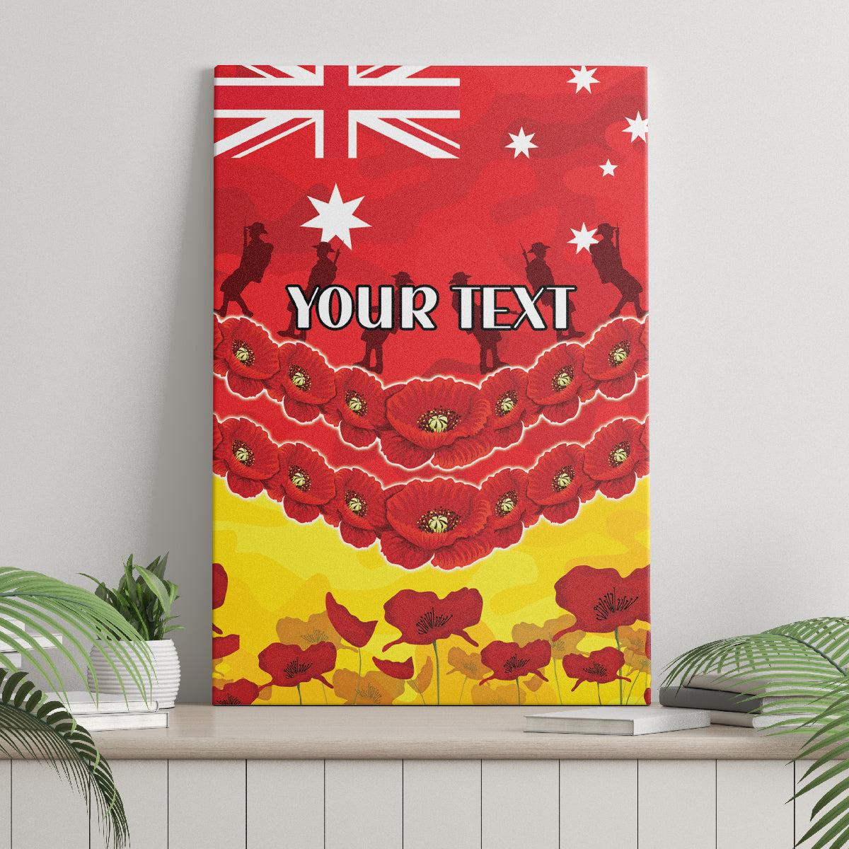 Custom Sun Football Canvas Wall Art ANZAC Lest We Forget