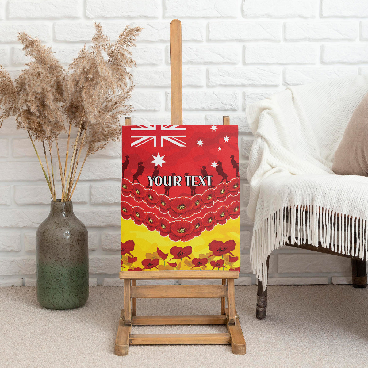 Custom Sun Football Canvas Wall Art ANZAC Lest We Forget