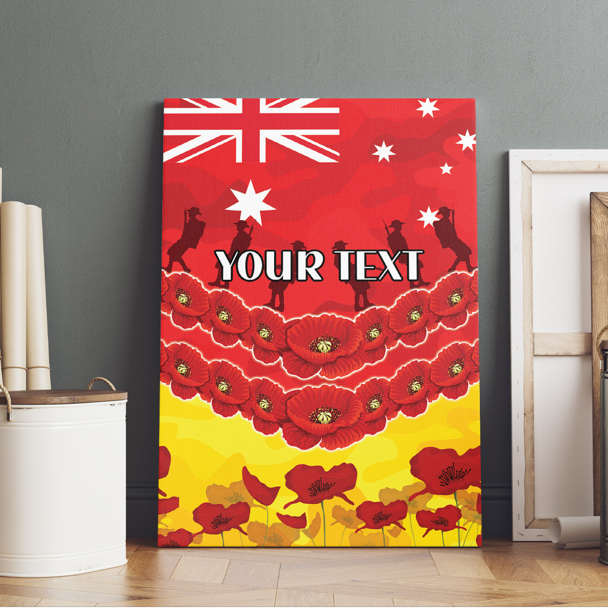 Custom Sun Football Canvas Wall Art ANZAC Lest We Forget