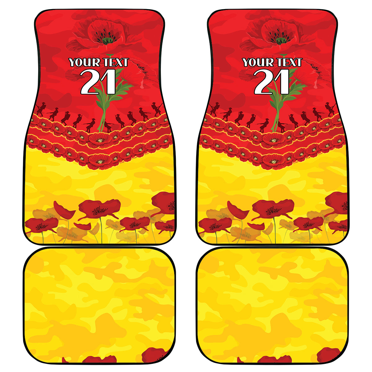 Custom Sun Football Car Mats ANZAC Lest We Forget
