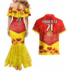 Custom Sun Football Couples Matching Mermaid Dress and Hawaiian Shirt ANZAC Lest We Forget