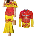 Custom Sun Football Couples Matching Mermaid Dress and Long Sleeve Button Shirt ANZAC Lest We Forget