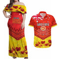 Custom Sun Football Couples Matching Off Shoulder Maxi Dress and Hawaiian Shirt ANZAC Lest We Forget
