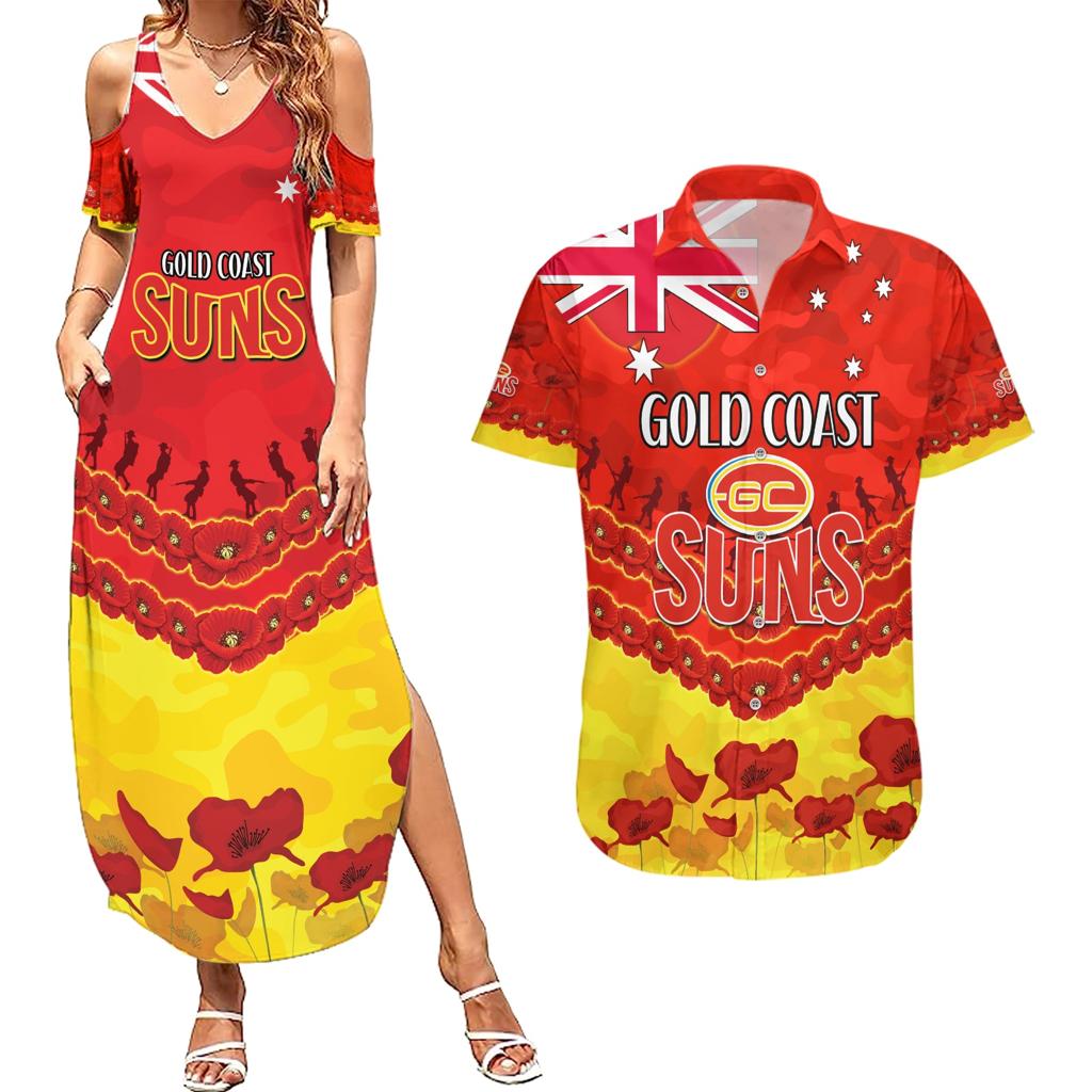 Custom Sun Football Couples Matching Summer Maxi Dress and Hawaiian Shirt ANZAC Lest We Forget