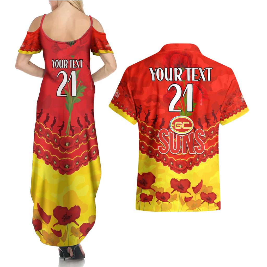 Custom Sun Football Couples Matching Summer Maxi Dress and Hawaiian Shirt ANZAC Lest We Forget