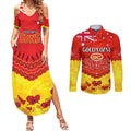 Custom Sun Football Couples Matching Summer Maxi Dress and Long Sleeve Button Shirt ANZAC Lest We Forget