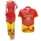 Custom Sun Football Couples Matching Tank Maxi Dress and Hawaiian Shirt ANZAC Lest We Forget