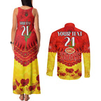 Custom Sun Football Couples Matching Tank Maxi Dress and Long Sleeve Button Shirt ANZAC Lest We Forget