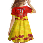 Custom Sun Football Family Matching Long Sleeve Bodycon Dress and Hawaiian Shirt ANZAC Lest We Forget