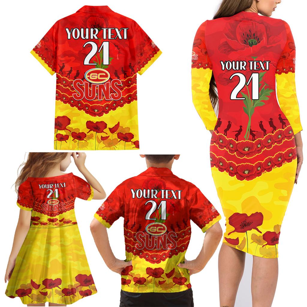 Custom Sun Football Family Matching Long Sleeve Bodycon Dress and Hawaiian Shirt ANZAC Lest We Forget