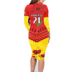 Custom Sun Football Family Matching Long Sleeve Bodycon Dress and Hawaiian Shirt ANZAC Lest We Forget