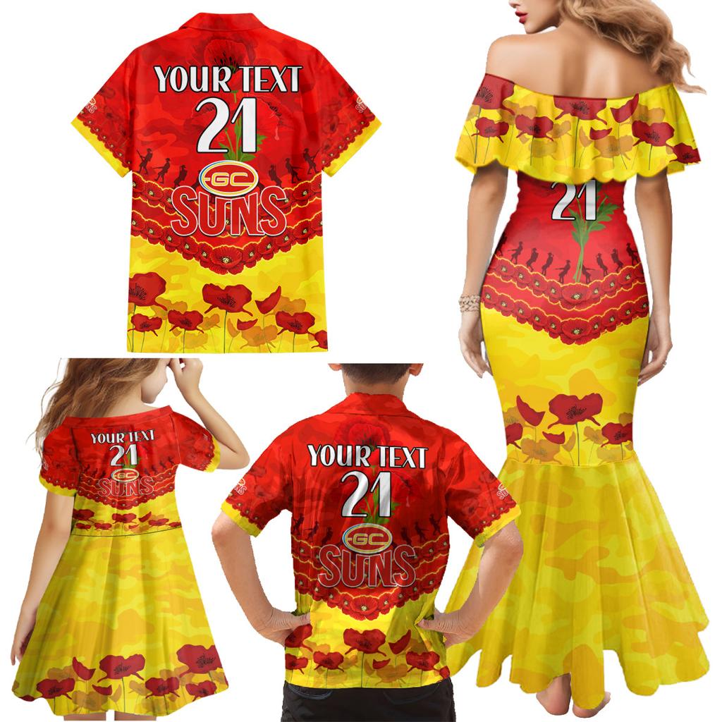 Custom Sun Football Family Matching Mermaid Dress and Hawaiian Shirt ANZAC Lest We Forget