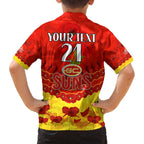 Custom Sun Football Family Matching Off Shoulder Maxi Dress and Hawaiian Shirt ANZAC Lest We Forget