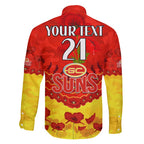 Custom Sun Football Family Matching Off Shoulder Maxi Dress and Hawaiian Shirt ANZAC Lest We Forget