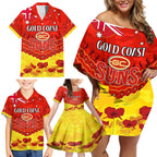 Custom Sun Football Family Matching Off Shoulder Short Dress and Hawaiian Shirt ANZAC Lest We Forget