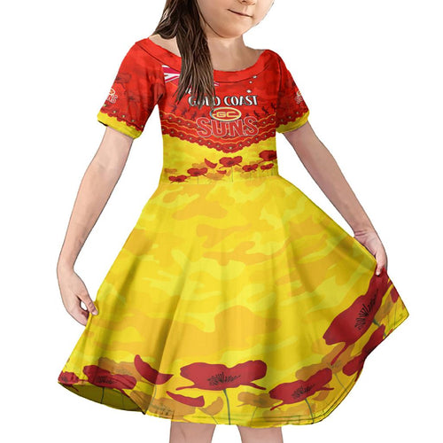 Custom Sun Football Family Matching Off Shoulder Short Dress and Hawaiian Shirt ANZAC Lest We Forget