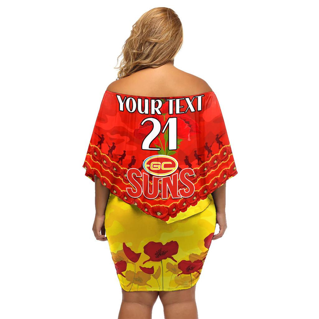 Custom Sun Football Family Matching Off Shoulder Short Dress and Hawaiian Shirt ANZAC Lest We Forget