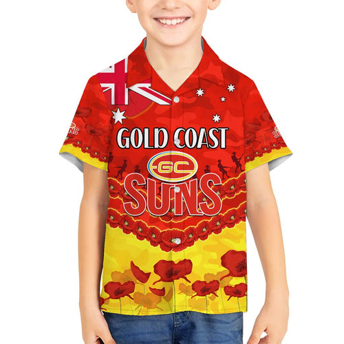 Custom Sun Football Family Matching Off Shoulder Short Dress and Hawaiian Shirt ANZAC Lest We Forget