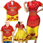 Custom Sun Football Family Matching Short Sleeve Bodycon Dress and Hawaiian Shirt ANZAC Lest We Forget