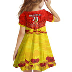 Custom Sun Football Family Matching Short Sleeve Bodycon Dress and Hawaiian Shirt ANZAC Lest We Forget