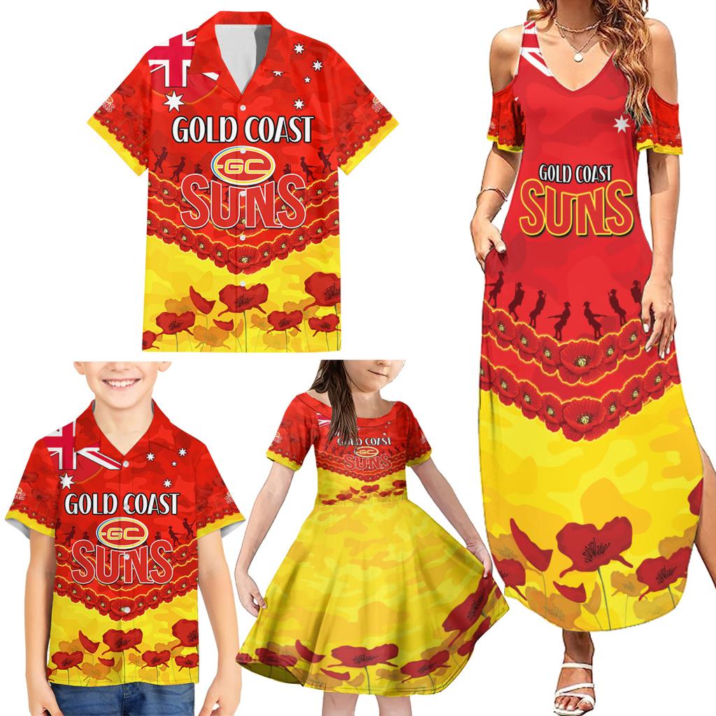 Custom Sun Football Family Matching Summer Maxi Dress and Hawaiian Shirt ANZAC Lest We Forget