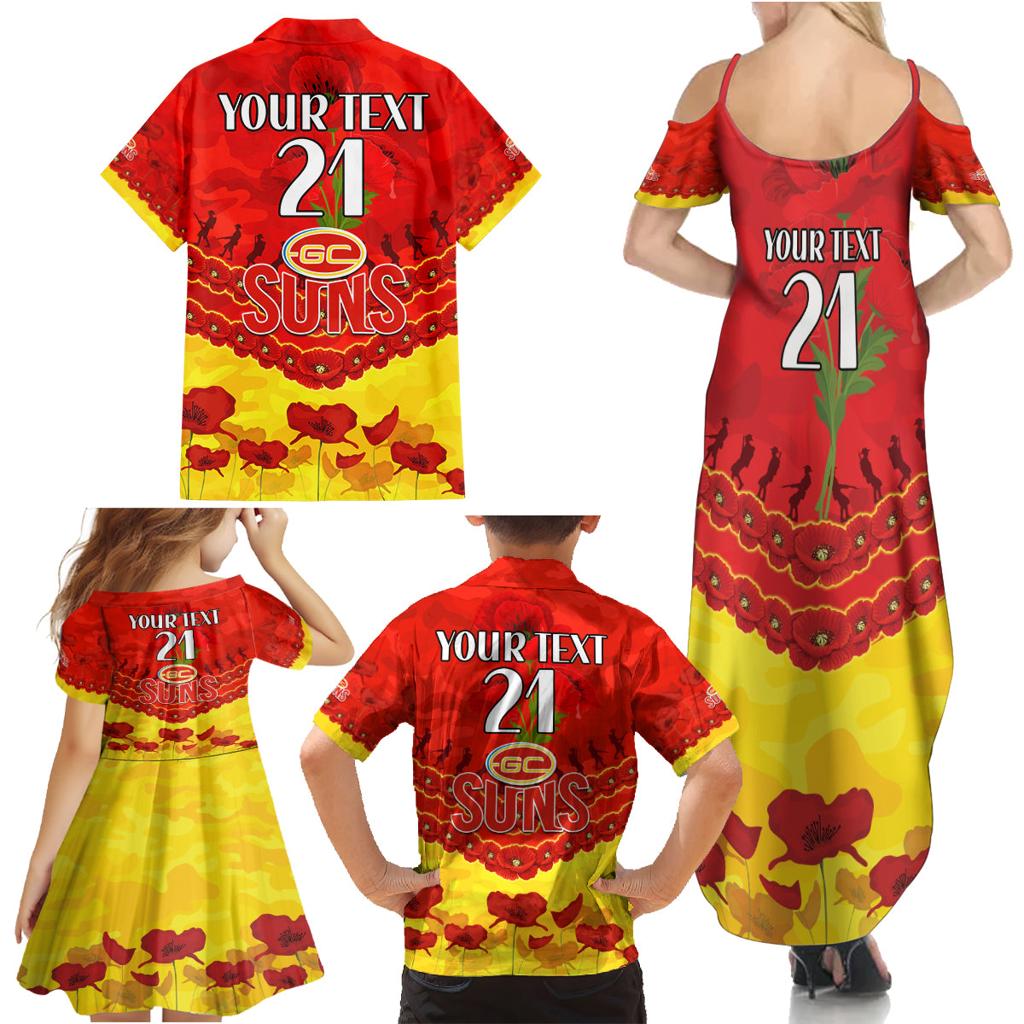 Custom Sun Football Family Matching Summer Maxi Dress and Hawaiian Shirt ANZAC Lest We Forget