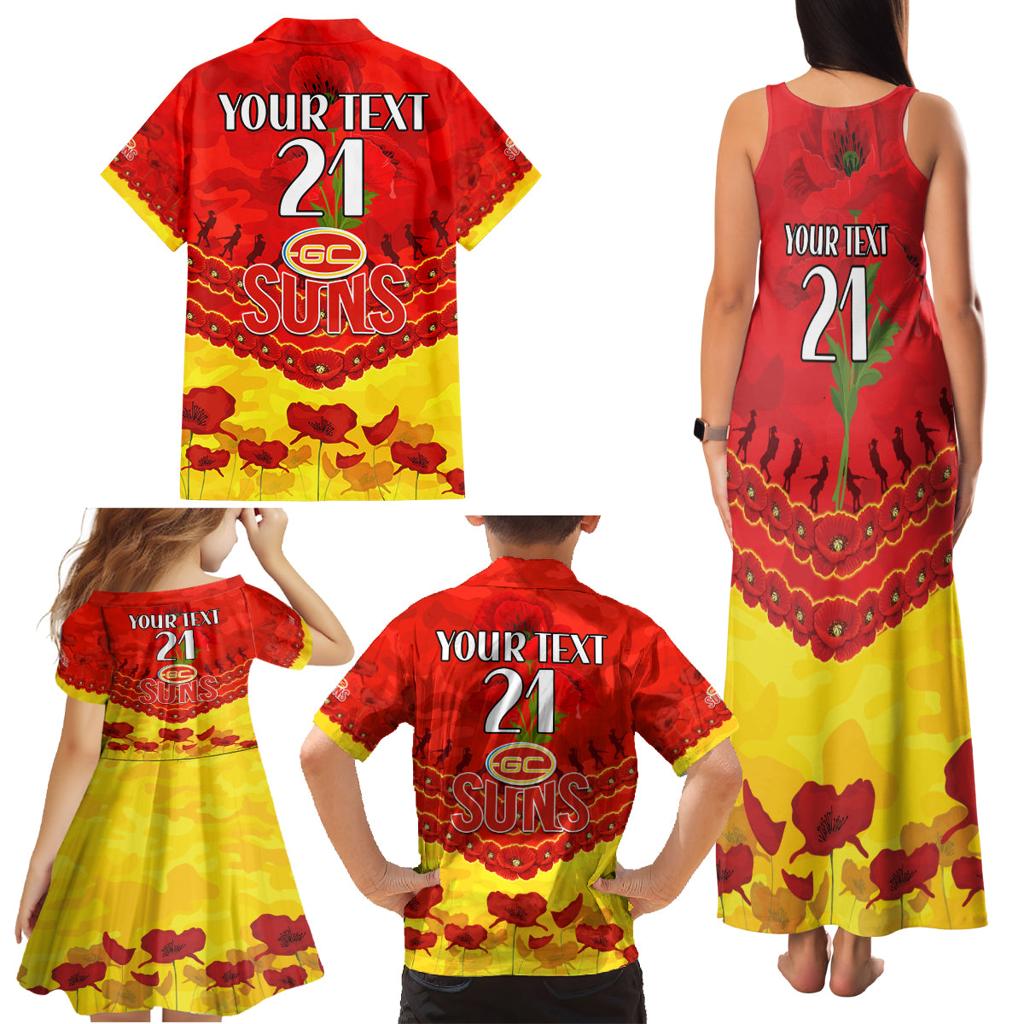 Custom Sun Football Family Matching Tank Maxi Dress and Hawaiian Shirt ANZAC Lest We Forget
