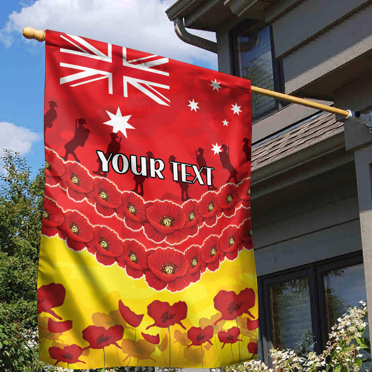 Custom Sun Football Garden Flag ANZAC Lest We Forget