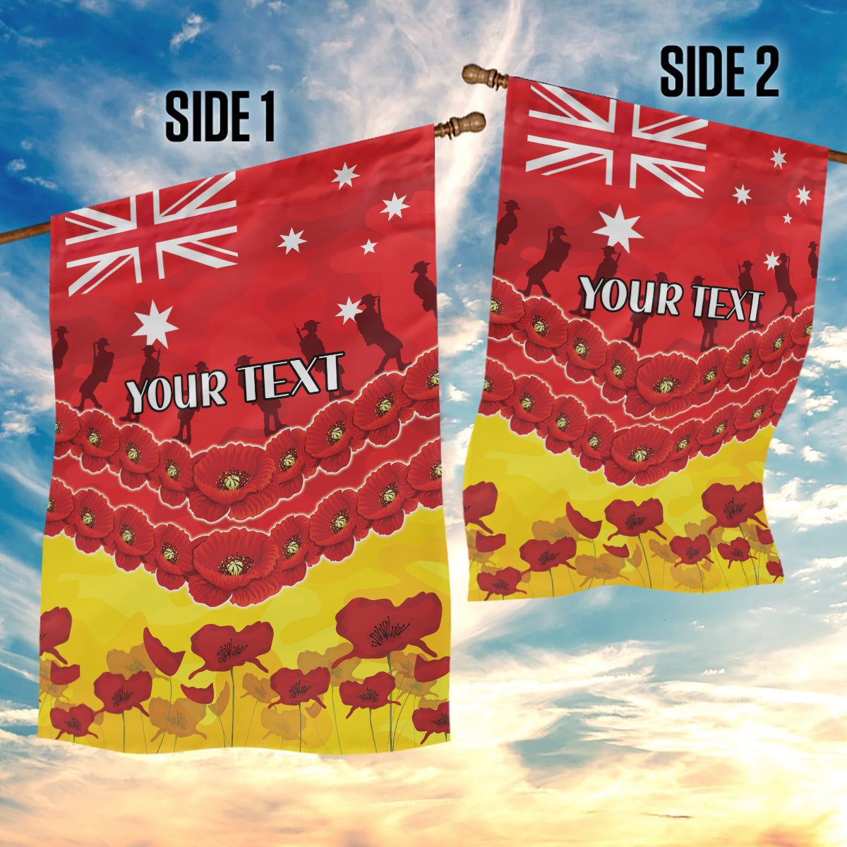 Custom Sun Football Garden Flag ANZAC Lest We Forget