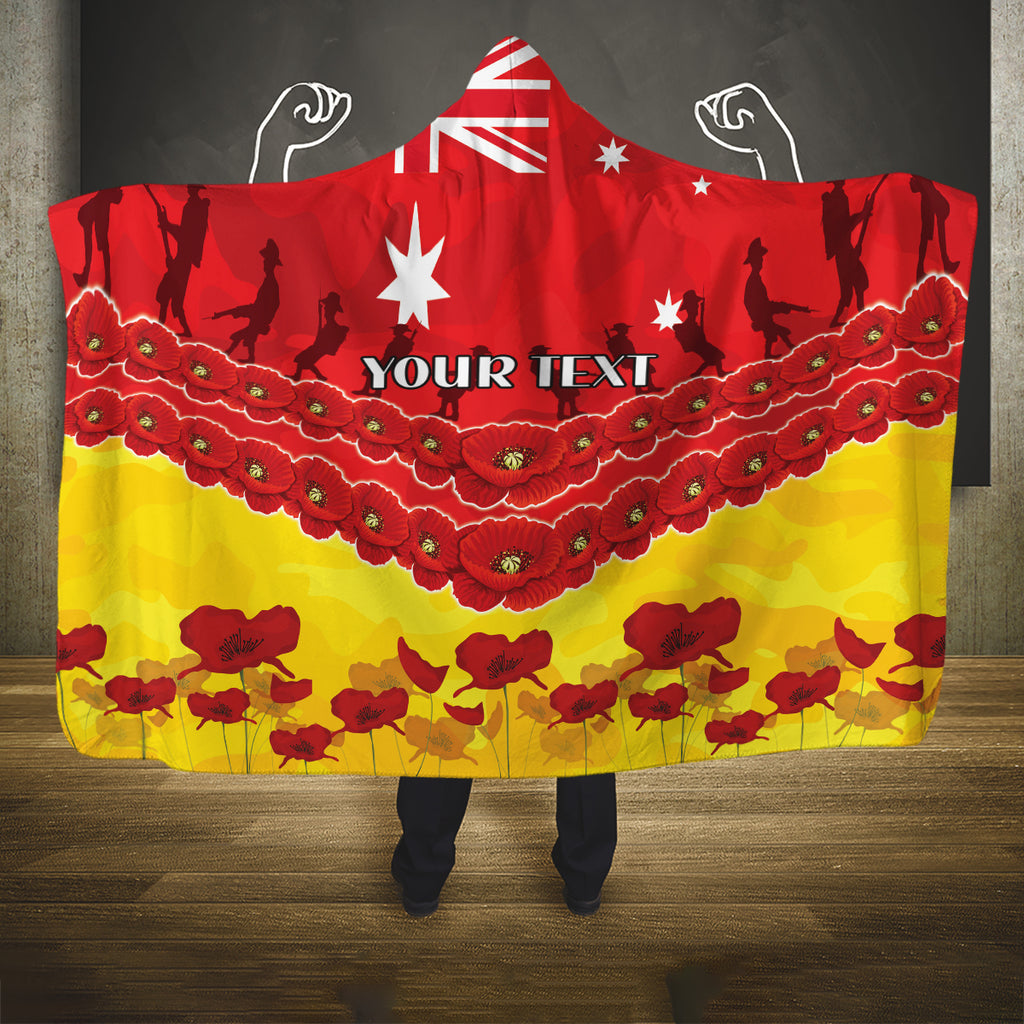 Custom Sun Football Hooded Blanket ANZAC Lest We Forget