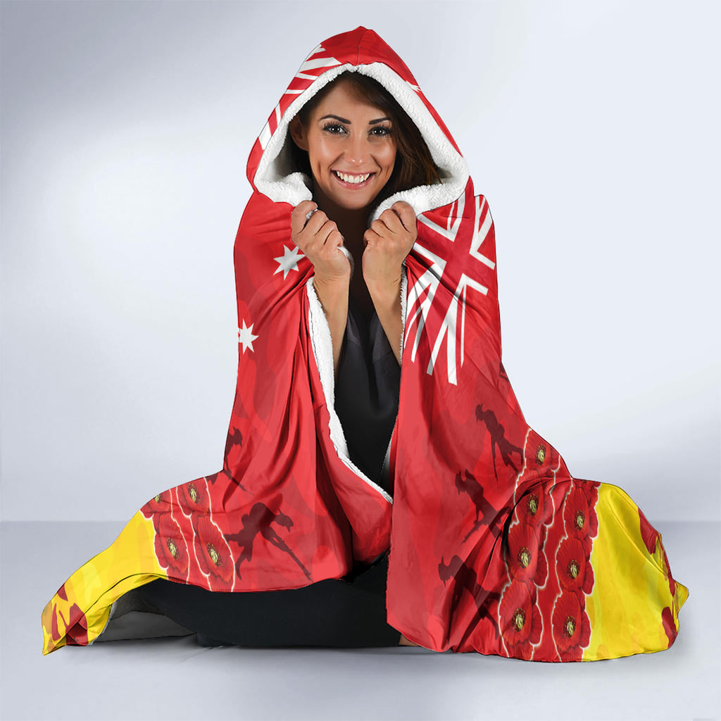 Custom Sun Football Hooded Blanket ANZAC Lest We Forget