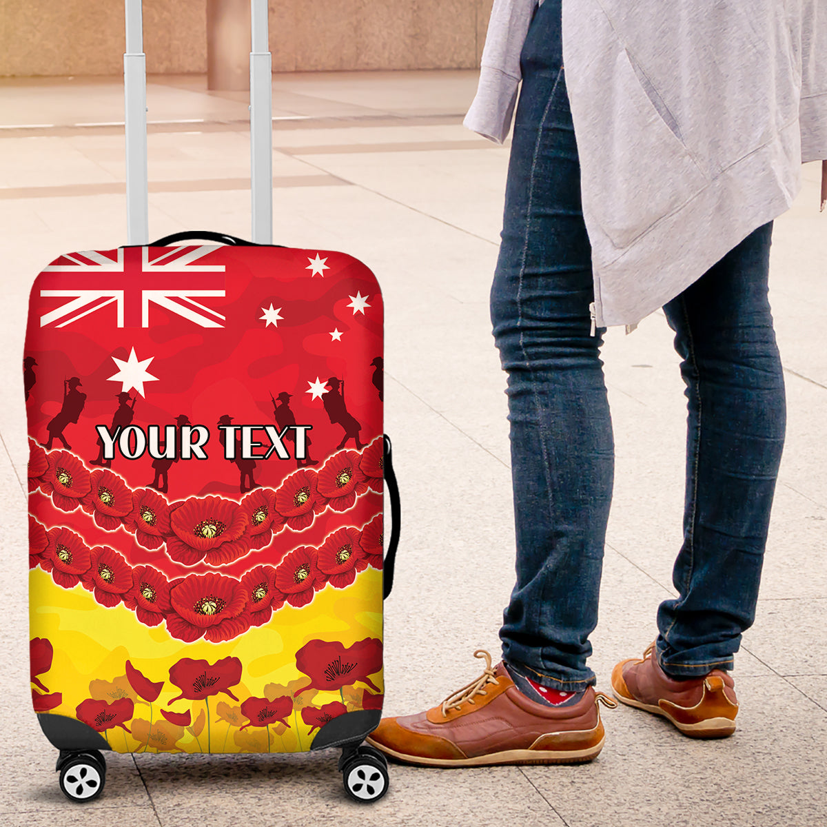 Custom Sun Football Luggage Cover ANZAC Lest We Forget