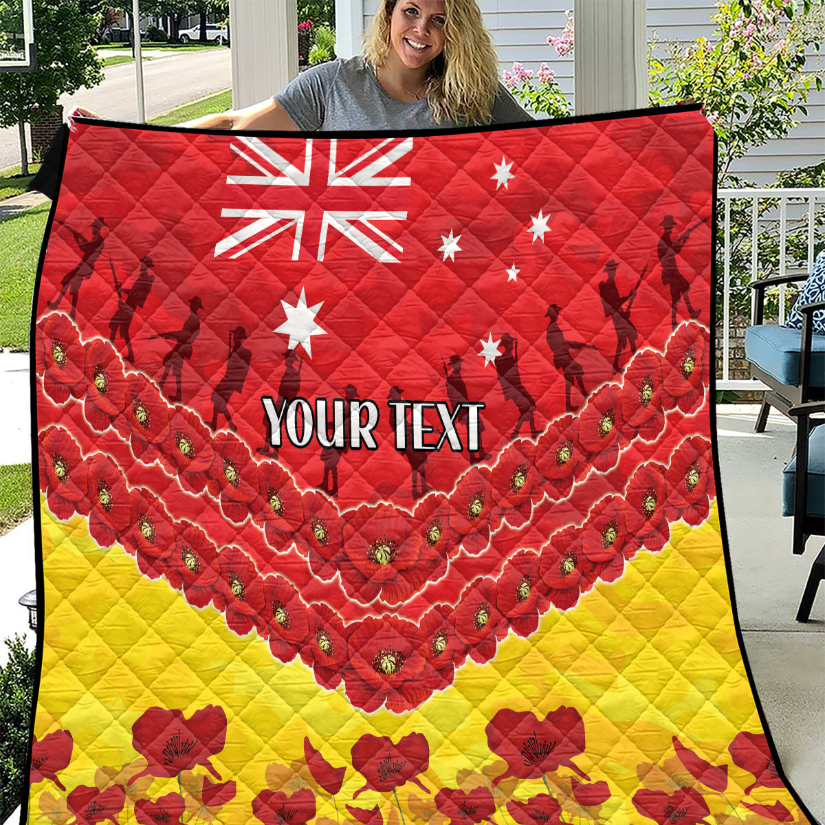 Custom Sun Football Quilt ANZAC Lest We Forget