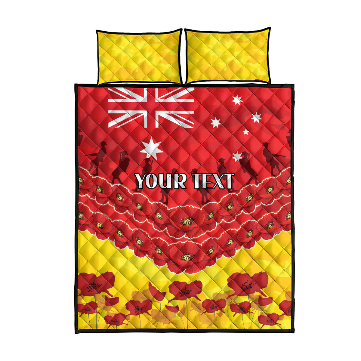 Custom Sun Football Quilt Bed Set ANZAC Lest We Forget