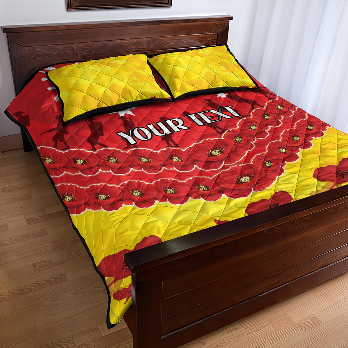 Custom Sun Football Quilt Bed Set ANZAC Lest We Forget