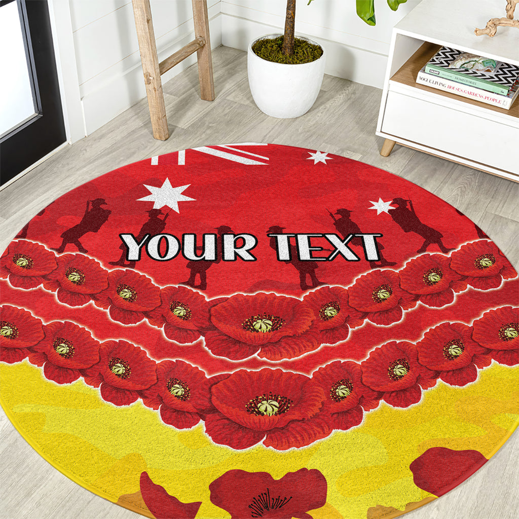 Custom Sun Football Round Carpet ANZAC Lest We Forget