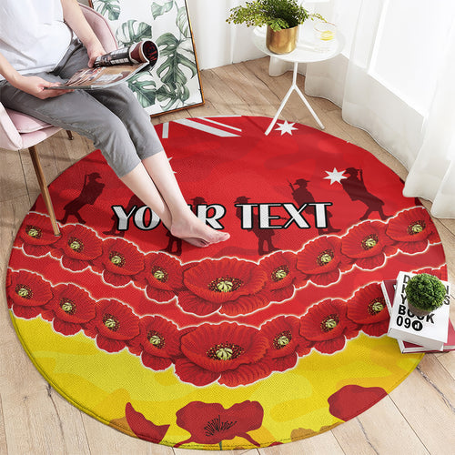 Custom Sun Football Round Carpet ANZAC Lest We Forget