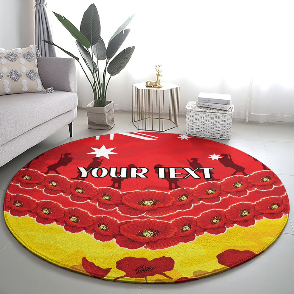 Custom Sun Football Round Carpet ANZAC Lest We Forget