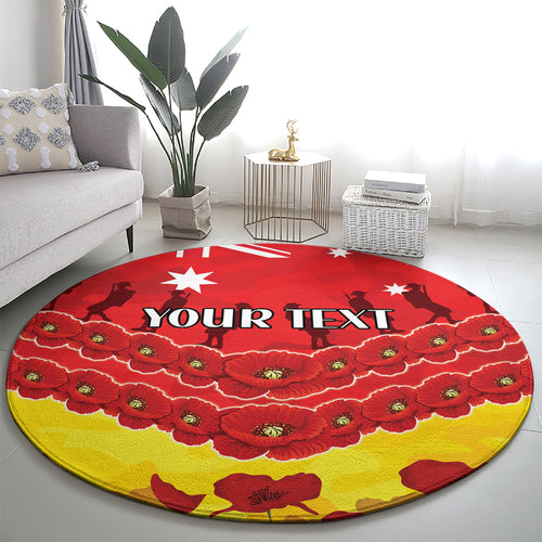 Custom Sun Football Round Carpet ANZAC Lest We Forget