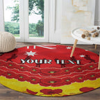 Custom Sun Football Round Carpet ANZAC Lest We Forget