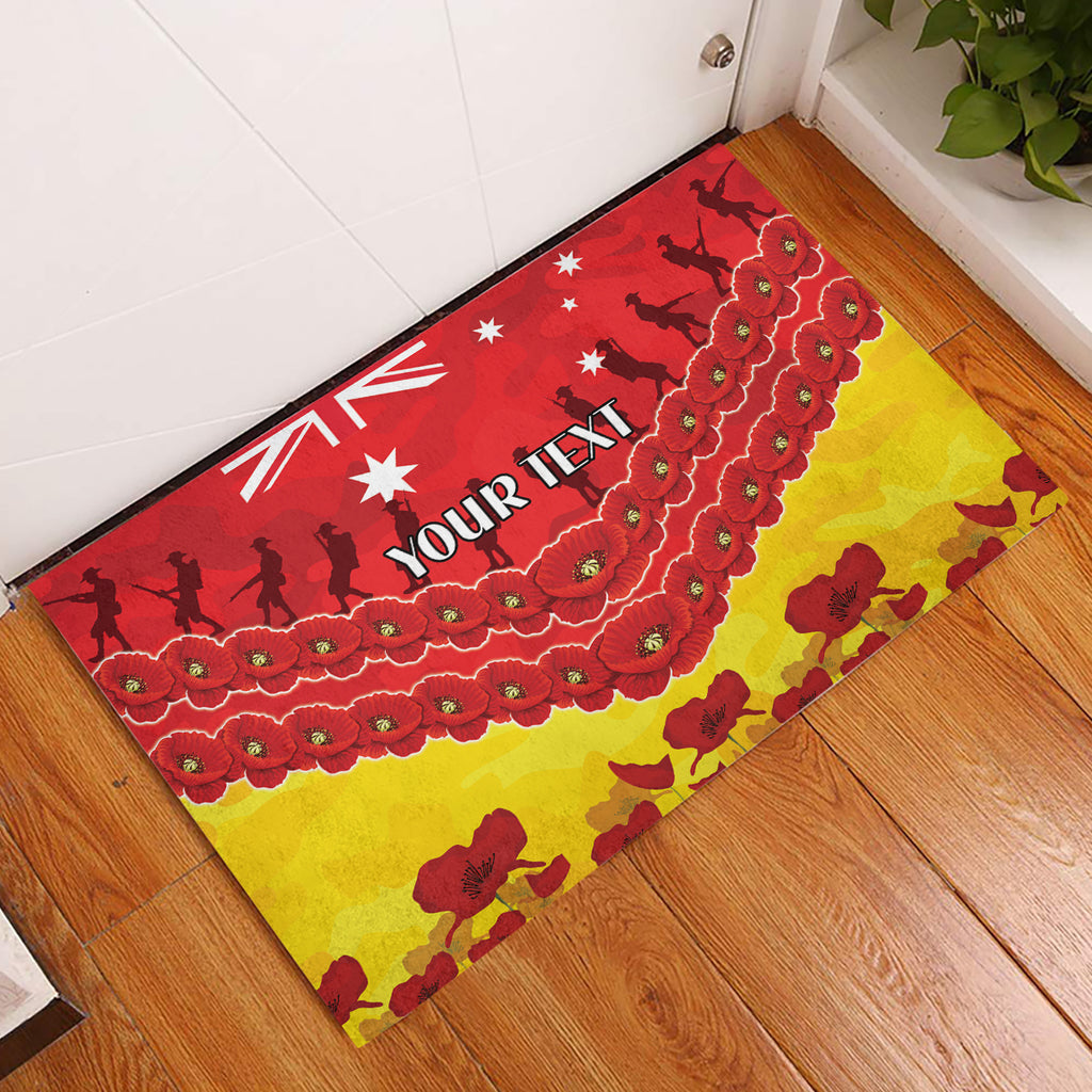 Custom Sun Football Rubber Doormat ANZAC Lest We Forget